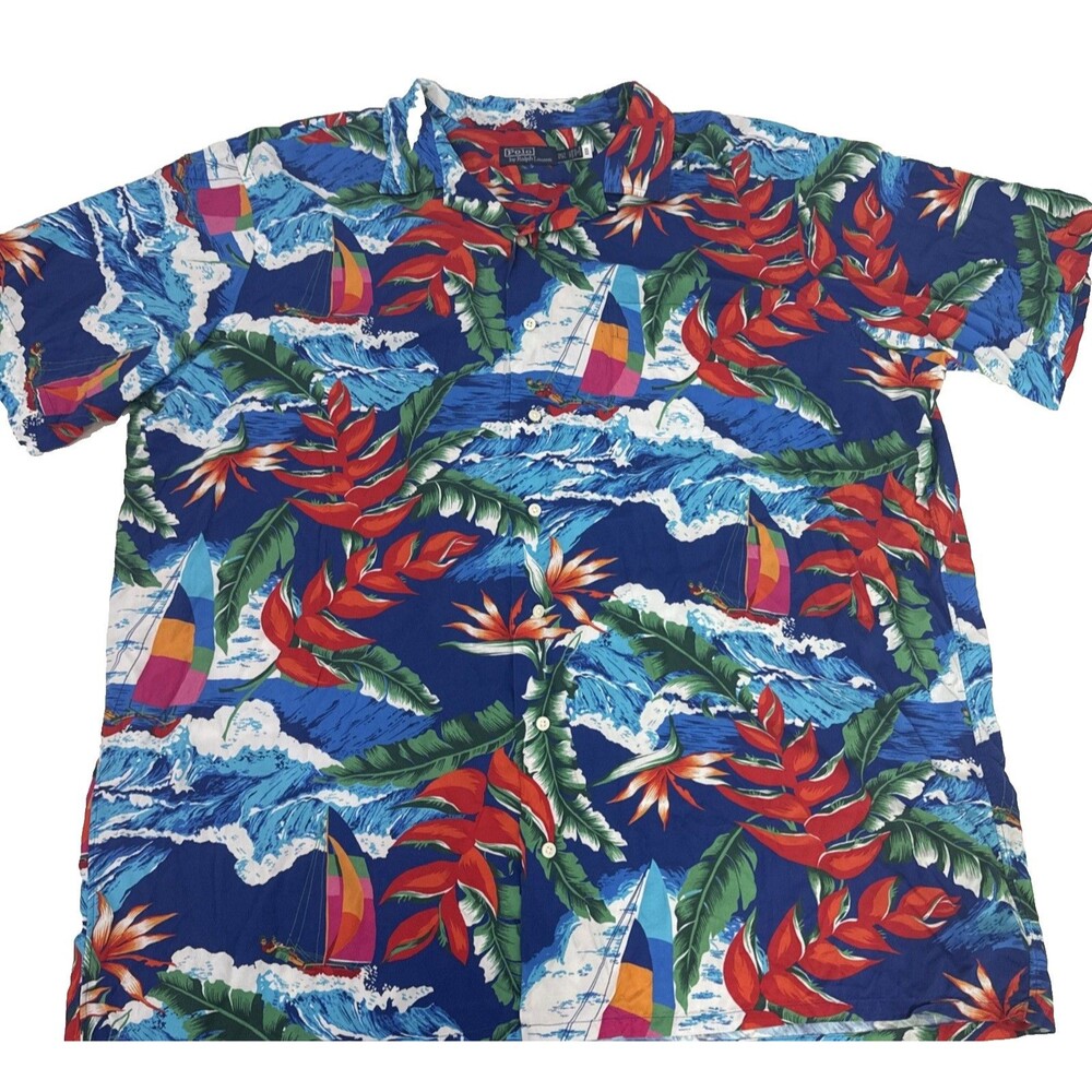 Polo Ralph Lauren Viscose Hoffman Camp Hawaiian Shirt TALL Mens Size 3XLT